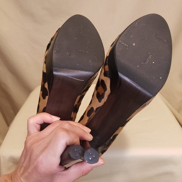 Stuart Weitzman Platform Leopard Print Horse Hair Heels, Ladies size 9 M - Picture 9 of 10